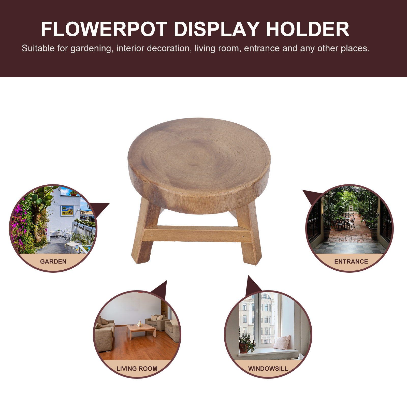 1Pcs Wooden Flower Pot Stand R - đánh giá và giá Bonsai Garden Plants