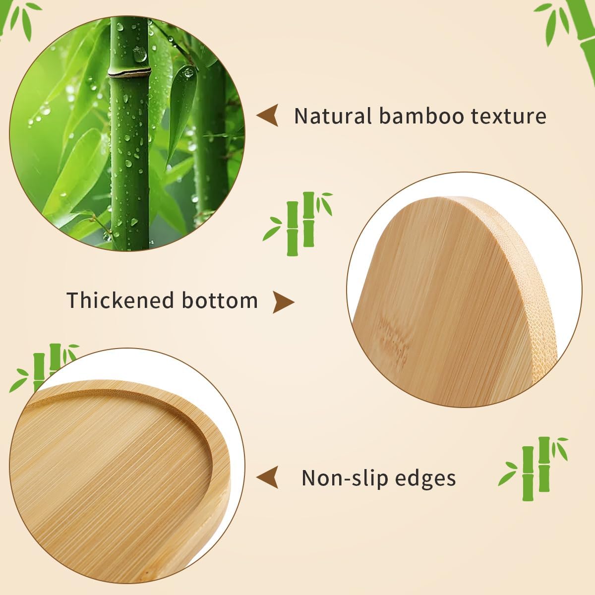 4pcs Bamboo Plant Saucer Oval  - đánh giá và giá Drip Tray Saucer